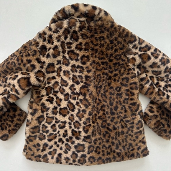 Leopard Print Faux Fur Kids Jacket Size 5 - Picture 10 of 13